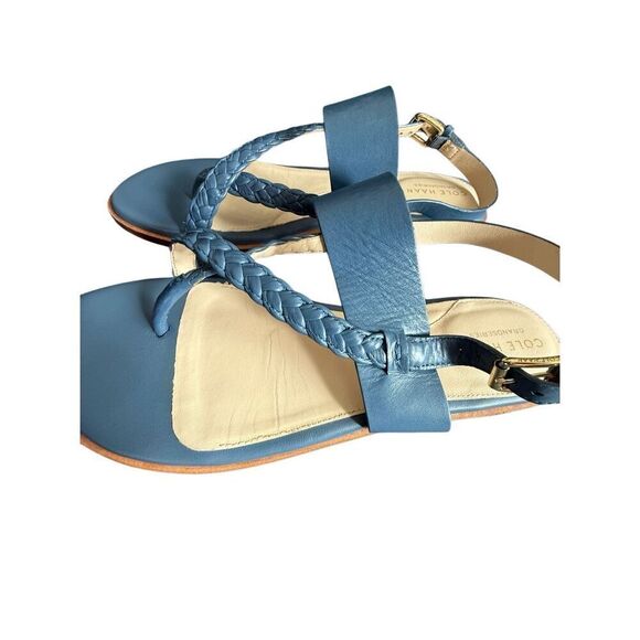 Cole Haan Womens Leather Anica Braided Thong Back Strap Sandals Blue Size 9B - Picture 8 of 16